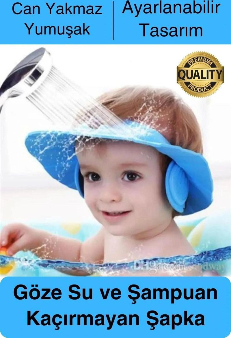 Ayarlanabilir Çocuk Bebek Duş Şapkası Göze Şampuan Su Sabun Kaçmasını Önleyen Koruyucu Banyo