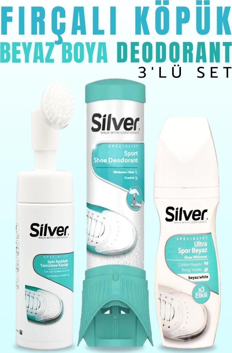 Ayakkabı Deodorantı + Ultra Beyaz Ayakkabı Boyası + Fırçalı Temizleme Köpüğü
