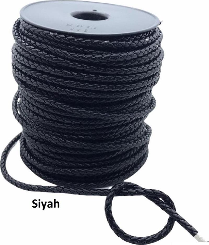 Bileklik ve Anahtarlık için Yuvarlak Örgü Suni Deri Kordon 5mm 1 metre