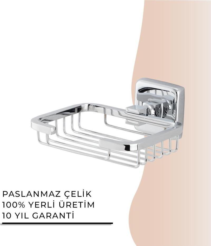 İGK YAPI - Çelik Banyo Kumru Montajlı Tel Sabunluk Kare (KU10-016)