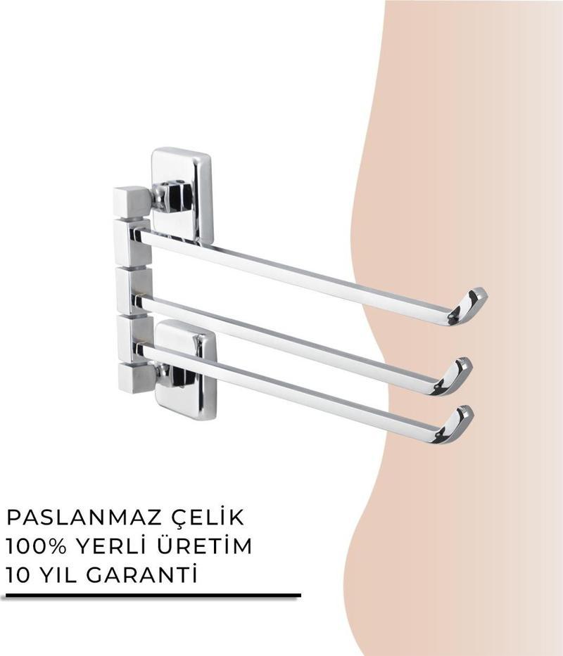 İGK YAPI - Çelik Banyo Kumru Üçlü Döner Havluluk (KU10-015)