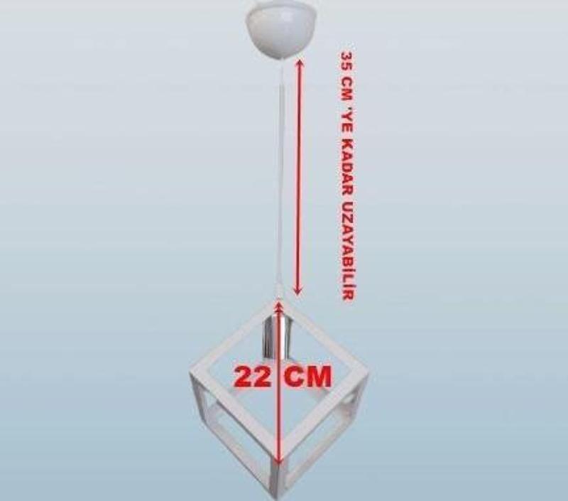 Küp Çember Tekli Avize E-27 Beyaz