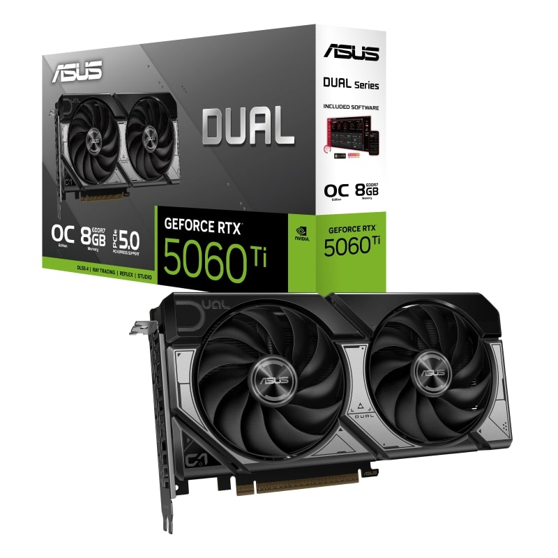 DUAL-RTX5060TI-O8G, 8Gb, 128Bit, GDDR7, 1xHDMI, 3xDP GAMING Ekran Kartı