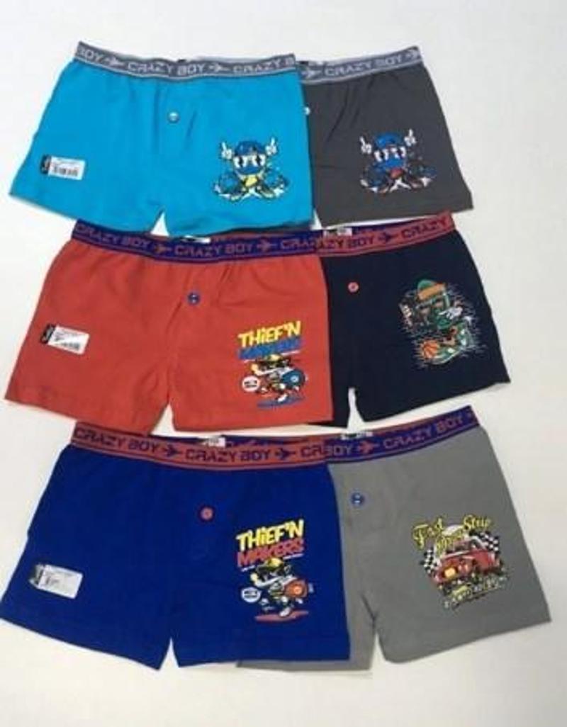 6'lı Erkek Çocuk Elastan Baskılı Boxer Kombin 0253