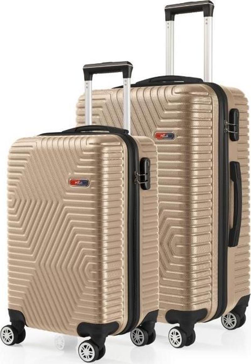 Abs Kabin Ve Orta Boy Gold 2'li Valiz Seti 600.06-Set-OK