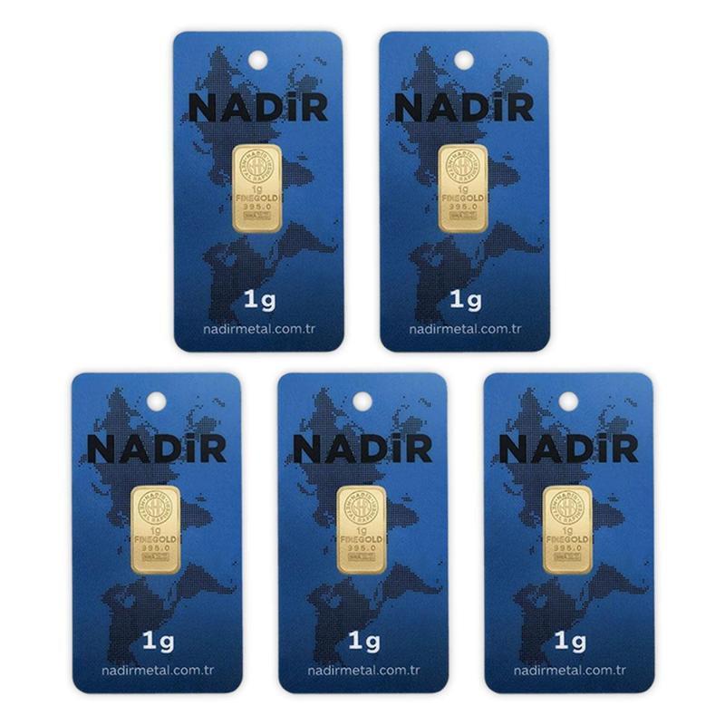 RimaGold 5 Adet 1 gr 24 Ayar NadirGold Gram Altın (Dikdörtgen)