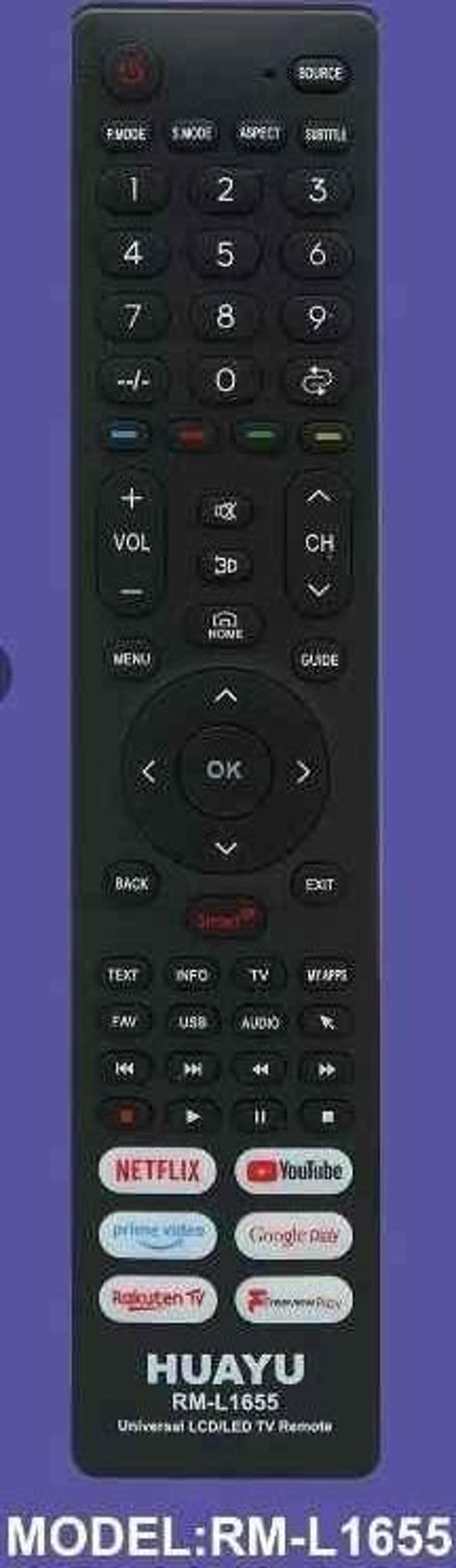 Huayu Kl Rm-L1655 Netflıx-Youtube-Google Play Tuşlu Unıversal Lcd Led Tv Kumanda