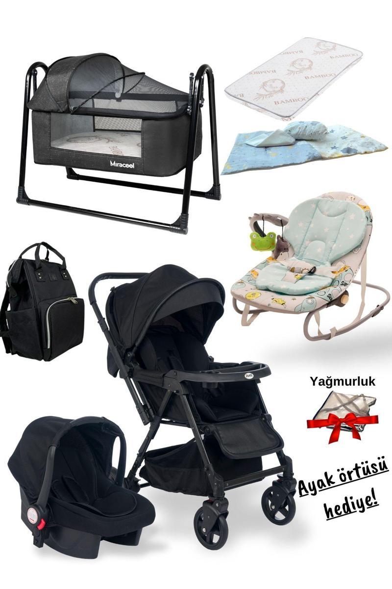 10 Parça Bebek Seti / Trendy Bebek Arabası/Puset/Beşik/Ana Kucağı/Yatak/Uyku Seti/Ayak Örtüsü