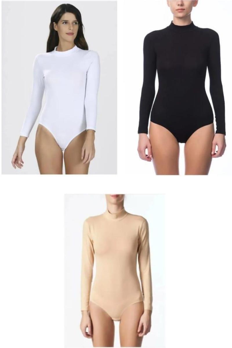 2960 KADIN UZUN KOL ÇOK RENKLİ ÇITÇITLI BODY 3 ADET