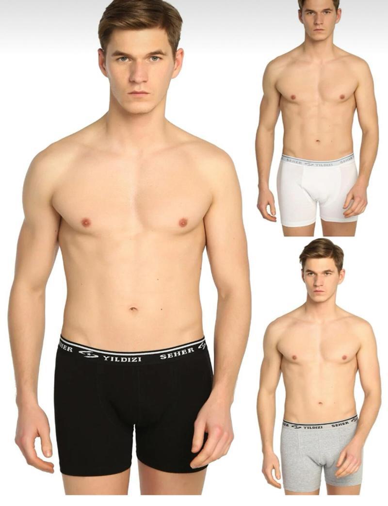 0060 ERKEK LİKRALI KARIŞIK RENK BOXER 6 ADET