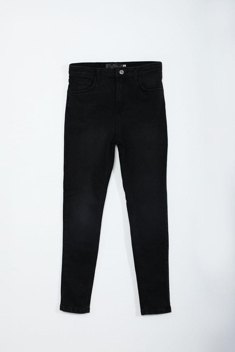 Kadın Yüksek Bel Dar Paça Skinny Fit Antrasit Jean Pantolon