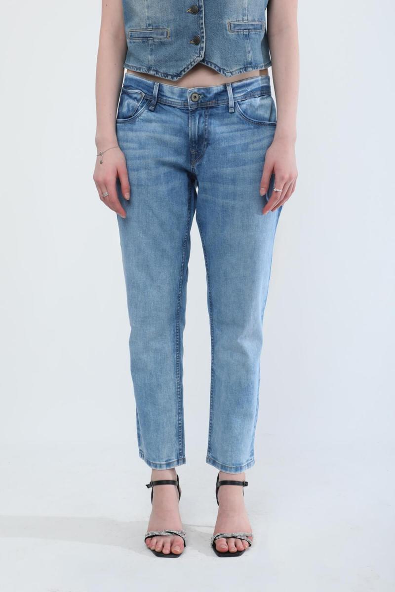 Kadın Likralı Straight Fit Jean Pantolon Mavi