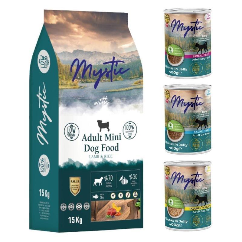 Mini Kuzu Etli Küçük Irk Köpek Maması 15 kg + 3 Adet Konserve