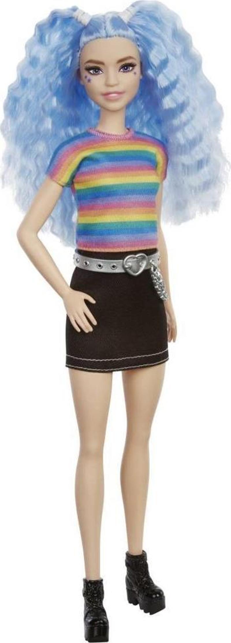 Büyüleyici Parti Bebekleri (Fashionistas) Bebek FBR37 GRB61, Siyah Etekli, Mavi Saçlı