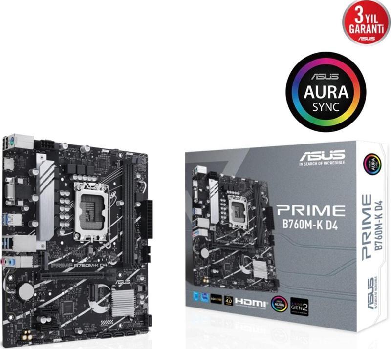 Prime B760m-k D4 Intel B760 Soket 1700 Ddr4 5333(oc)mhz Matx Gaming (oyuncu) Anakart