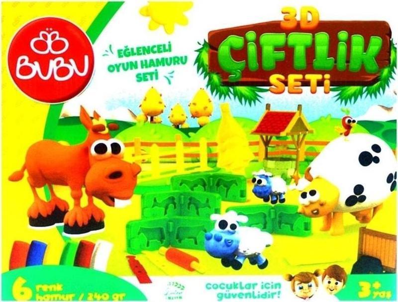 3d Çiftlik Oyun Hamuru Kalıbı Ve 6 Renk Oyun Hamuru Seti BUBU-OH0013