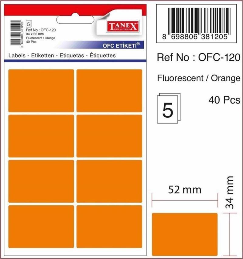 Ofc-120 Flo Turuncu Ofis Etiketi Turuncu