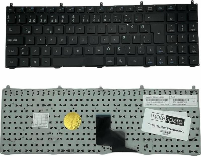 Clevo W860, W860CU, W870, W870CU Uyumlu Notebook Klavye Siyah TR