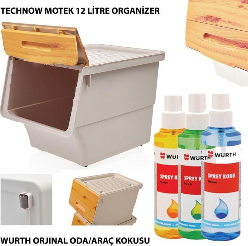 Motek 12 Litre Bambu Tekerlekli Tekli Organizer+Würth Araç/Oda Kokusu