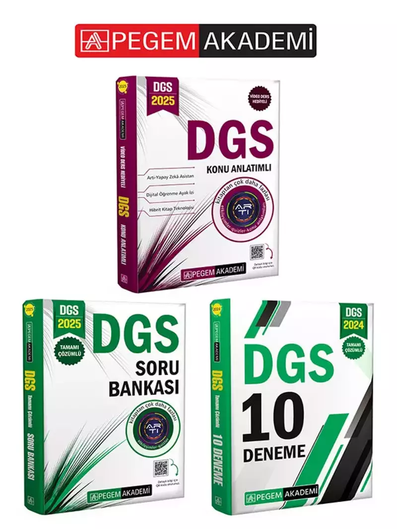 Pegem Akademi 2025 DGS Konu - DGS Soru Bankası - 2024 DGS 10 Deneme Seti (3.Kitap)