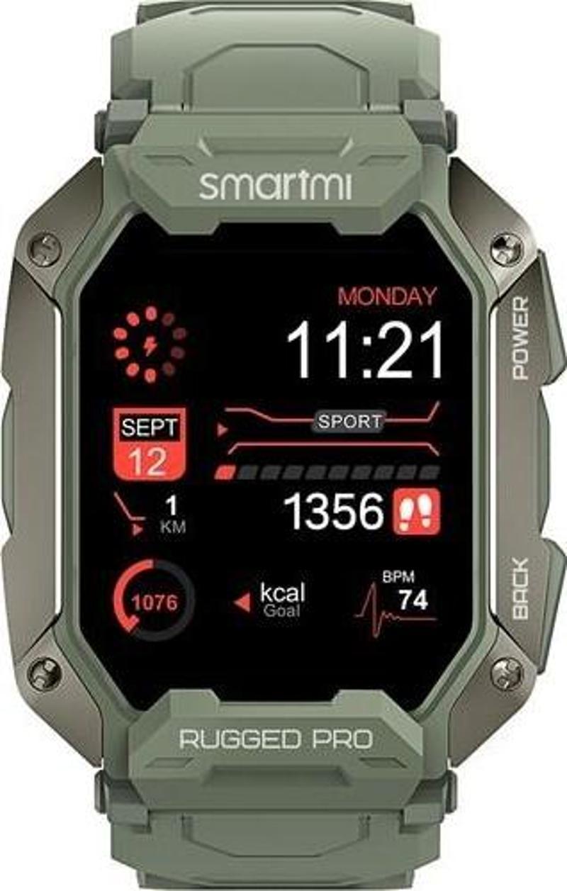Rugged Pro Akıllı Saat Yeşil (Tansiyon Ölçme, Bluetooth Arama, Hoparlör)