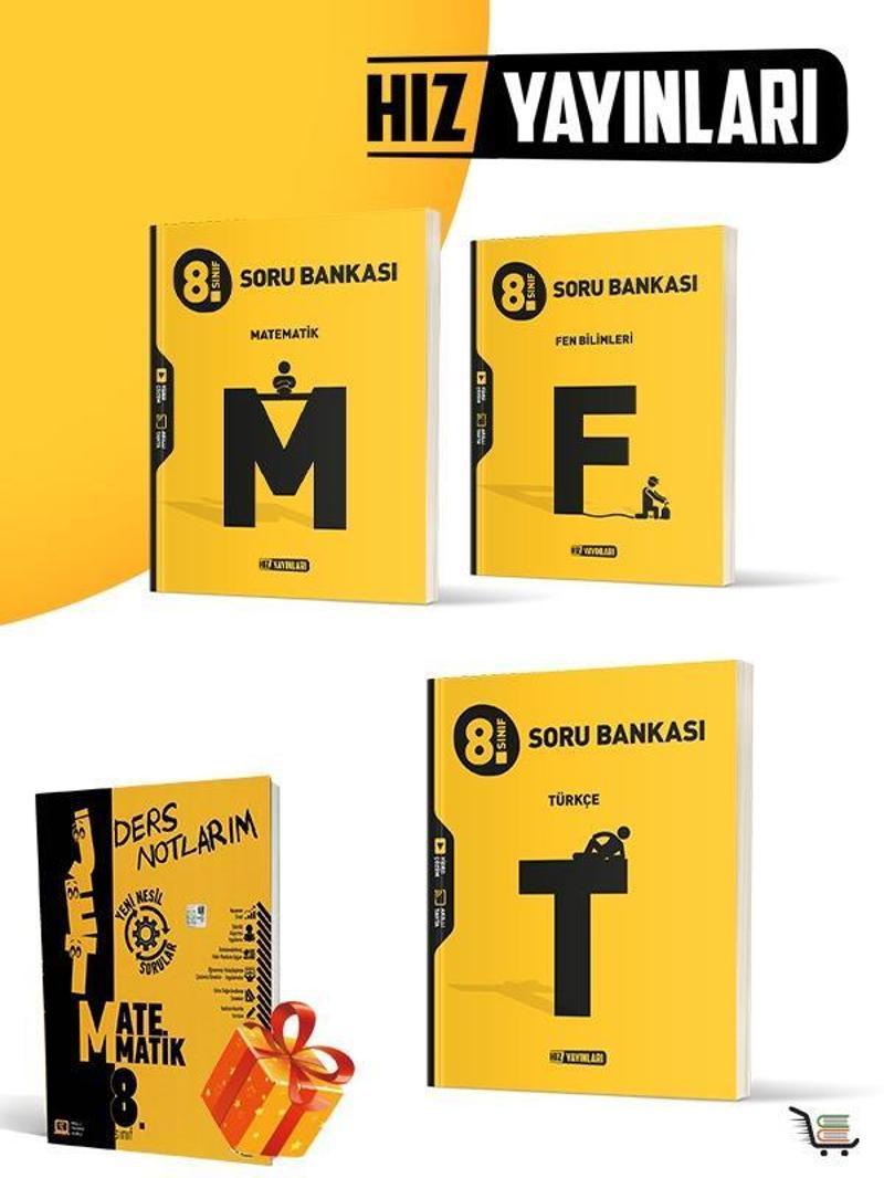 Hız Yayınları 8. Sınıf Türkçe + Fen Bilimleri + Matematik Soru Bankası Seti (Hediyeli)