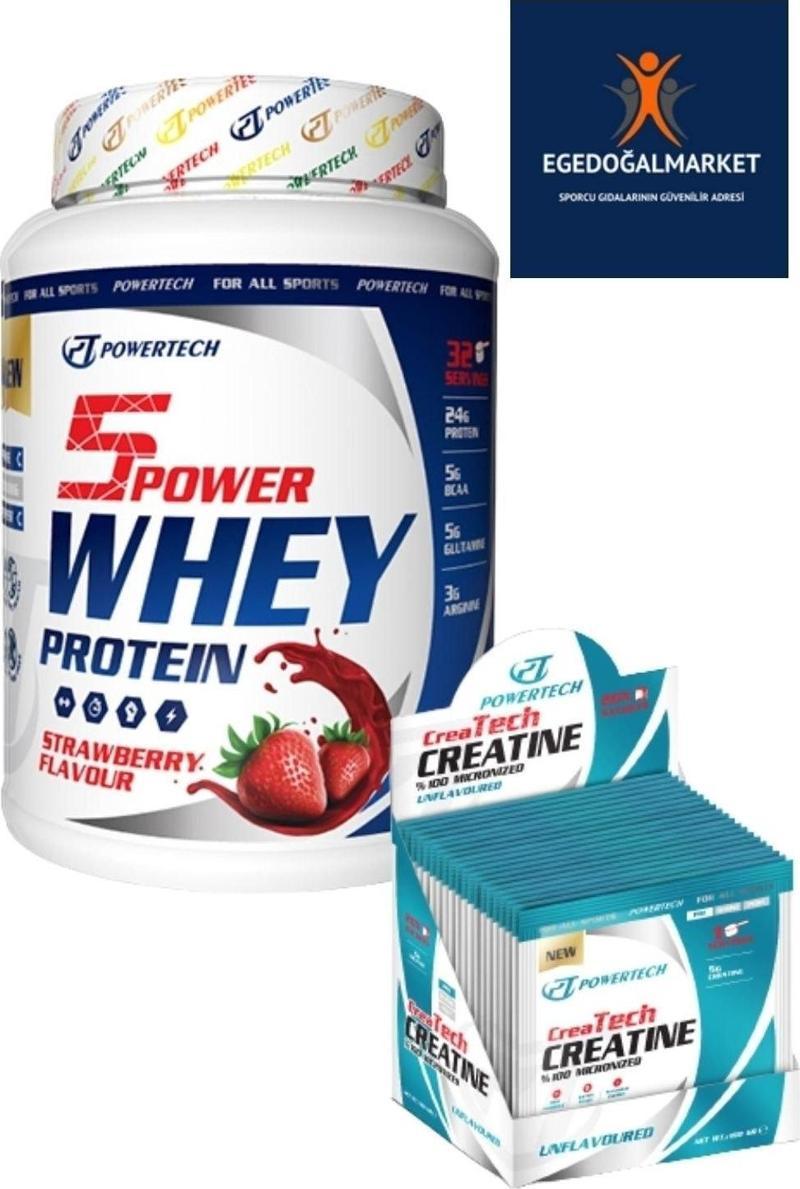 5power Whey Protein Tozu 32 Servis Çilek - Kreatin 20 Saşe Aromasız