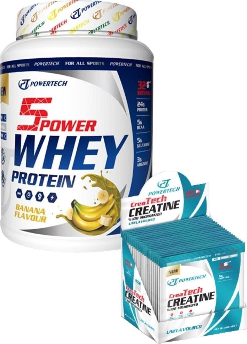 5power Whey Protein Tozu 32 Servis Muz - Kreatin 20 Saşe Aromasız