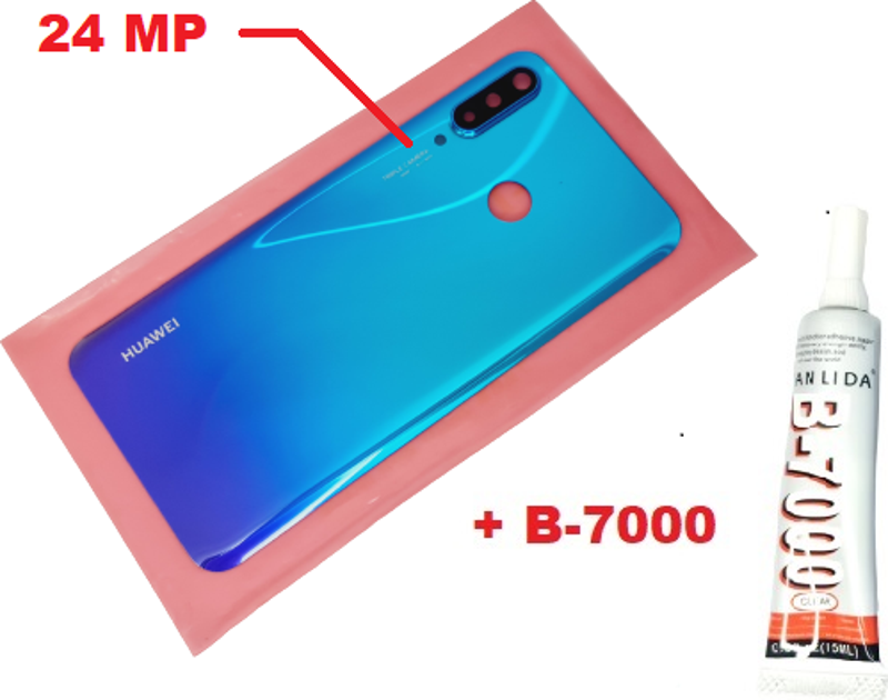 Huawei P30 Lite Arka Pil Batarya Kapağı (Kamera Lensli 24 MP CAM+B-7000) MAVİ