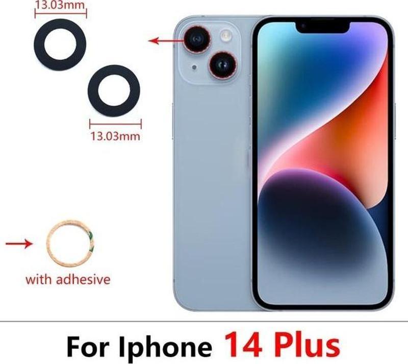 İphone 14 PLUS 2Lİ Arka Kamera Camı Lens Yapışkanlı