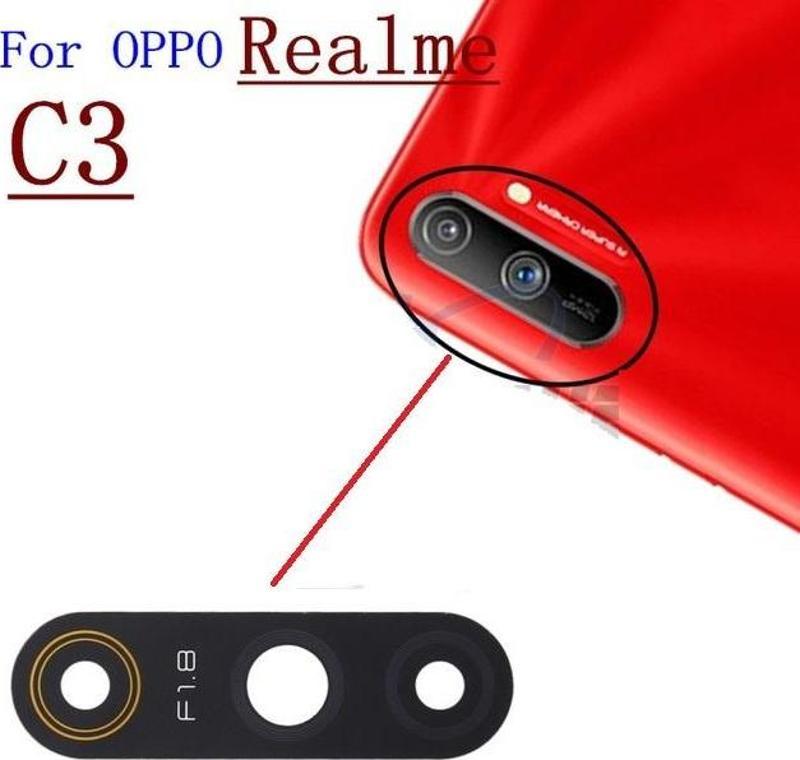 OPPO REALME C3 Arka Kamera Camı Lens Yapışkanlı