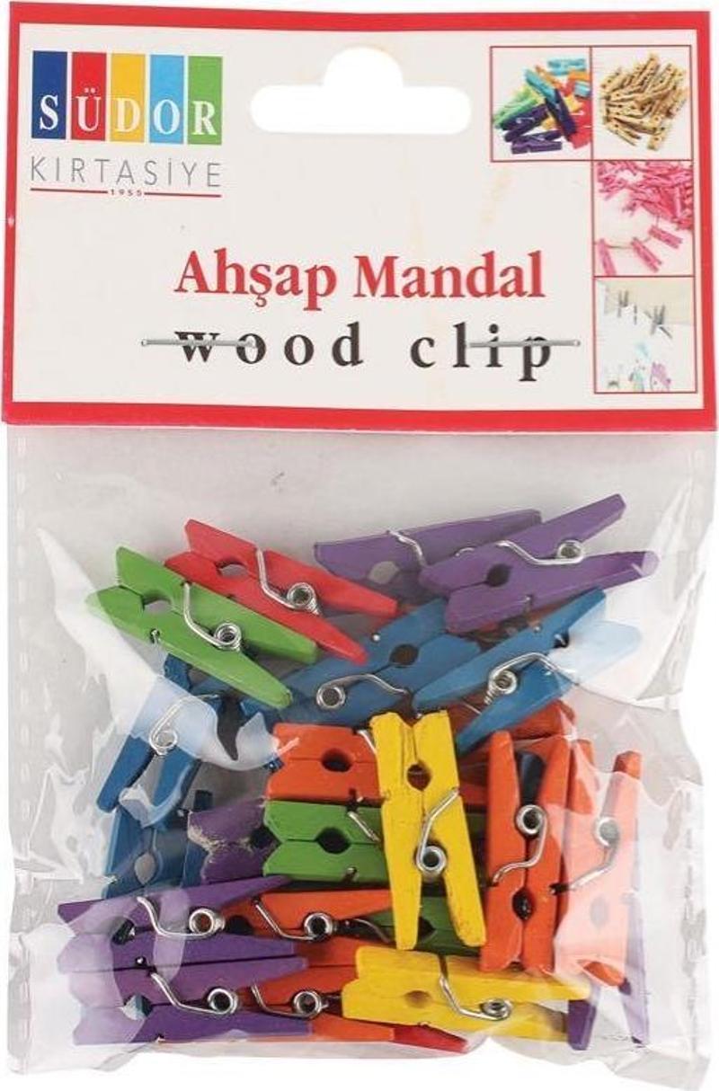 Renkli Ahşap Mandal Küçük Mini Mandal (30 Adet) Bs-99