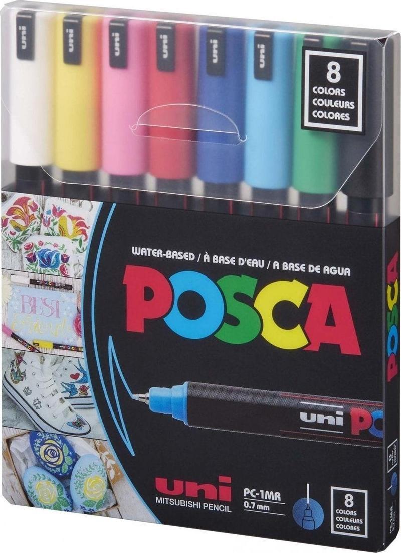 Posca 0.7 Su Bazlı Poster Kalemi Markörü Ana Renk 8 Li