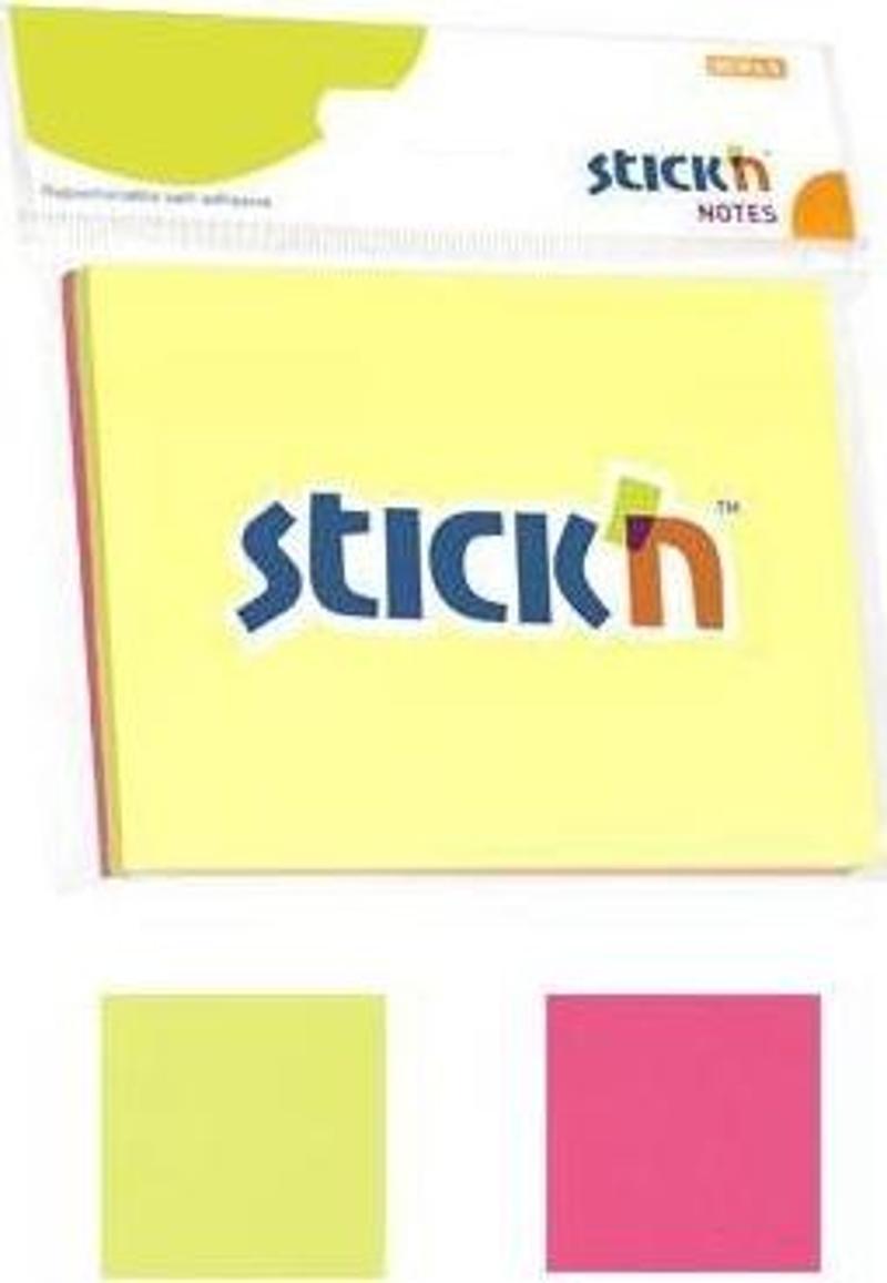 Stickn Yaışkanlı Not Kağıdı 76X102 Mm Yarı Saydam 2 Neon Renk 100 Yaprak 4-2109500-5001