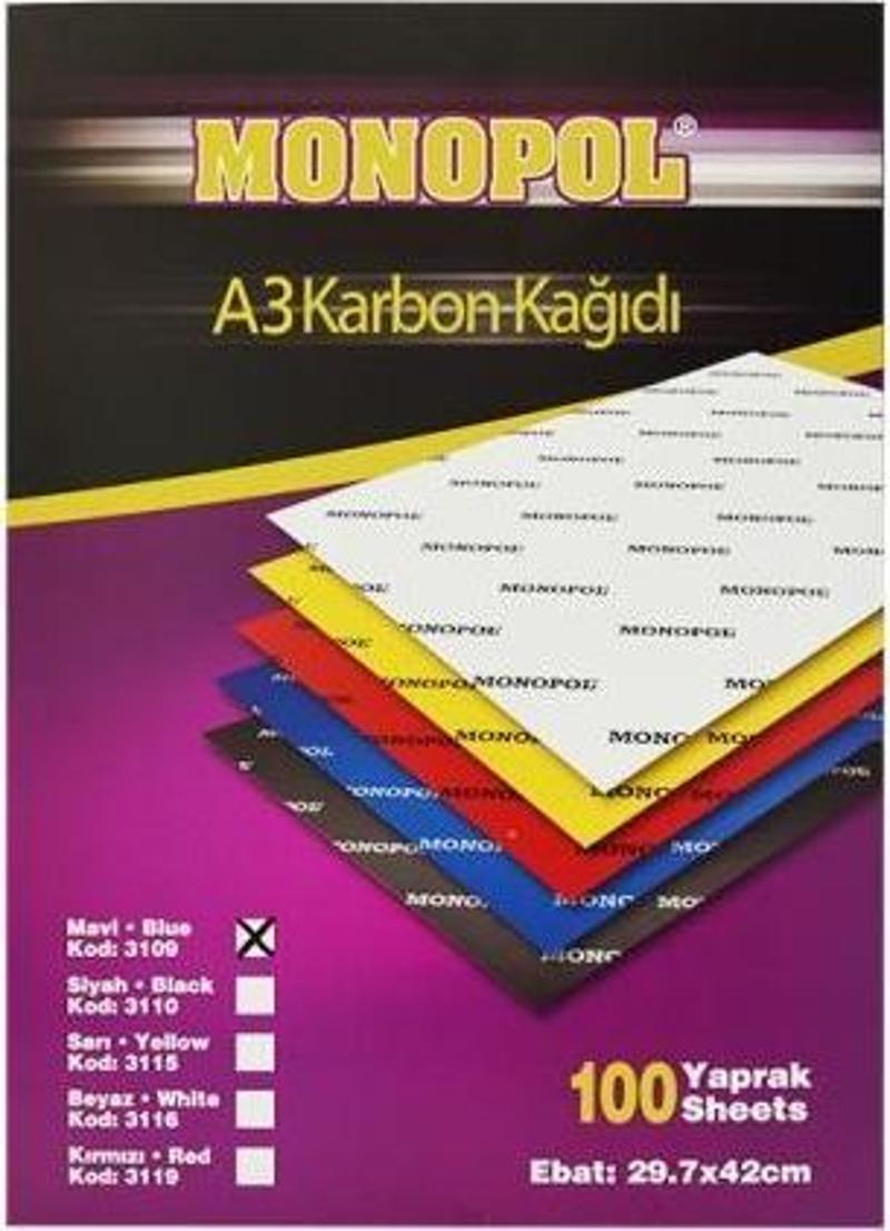 A-3 Karbon Kağıdı Mavi 29X420Mm 100 Lü M3109 (1 Paket 100 Adet)