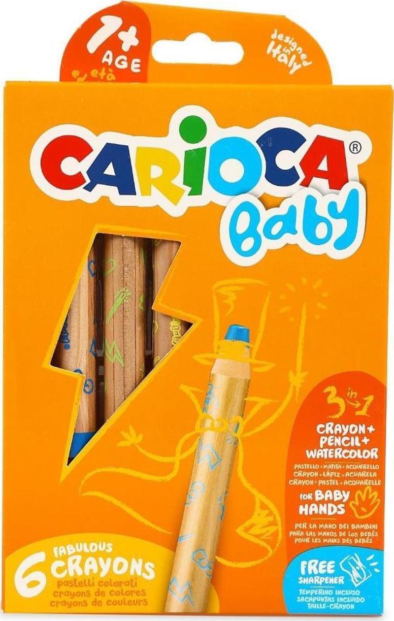 Carioca 42817 Jumbo Kuru Boya Kalemi Bebek Ahşap Gövdeli 3 In 1