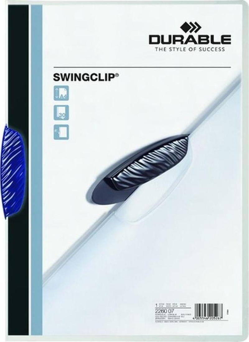 2260-L A4 Sıkıştırmalı Dosya Swingclip Ortadan Klipsli 30 Sayfa Lacivert (5 Adet)