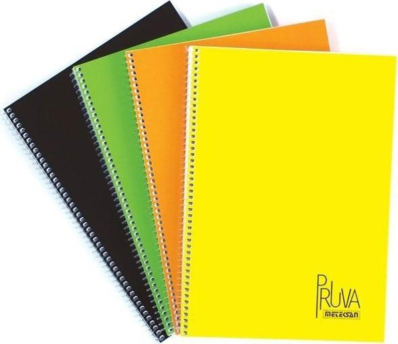 A4 Spiralli Defter Pruva Karton Kapak Çizgili 96 Yaprak Fosforlu Kapak 96/1 (6 Li Paket)