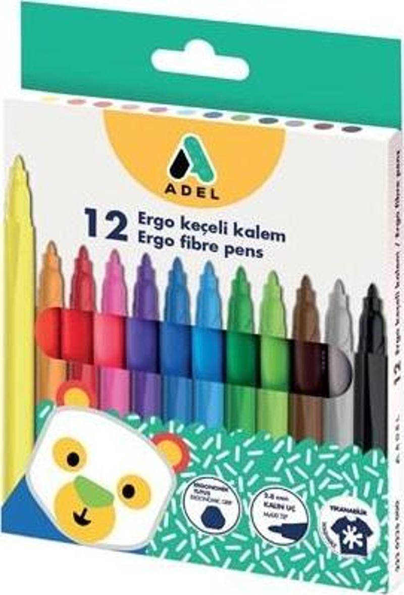 Keçeli Kalem 12 Renk Ergo Yıkanabilir 2220225000