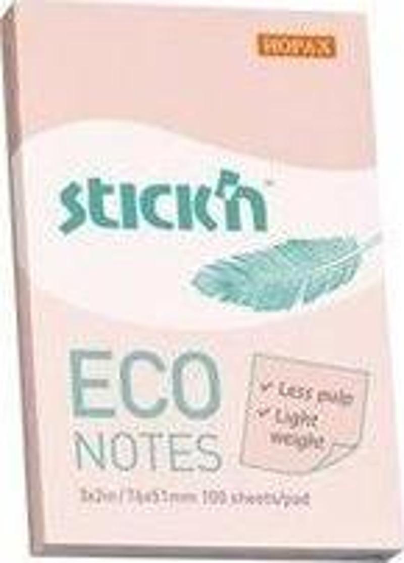 Stickn Yapışkanlı Not Kağıdı 100 Yaprak 76X51Mm Eco Pastel Pembe 4-2174200-5001 (12 Koçan)