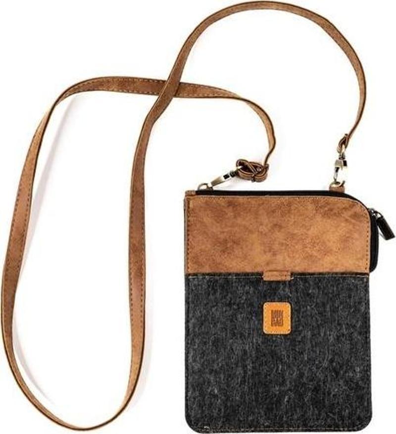 Messenger Askılı Keçe Çanta (Woven Felt Messenger Bag) Siyah 538-03