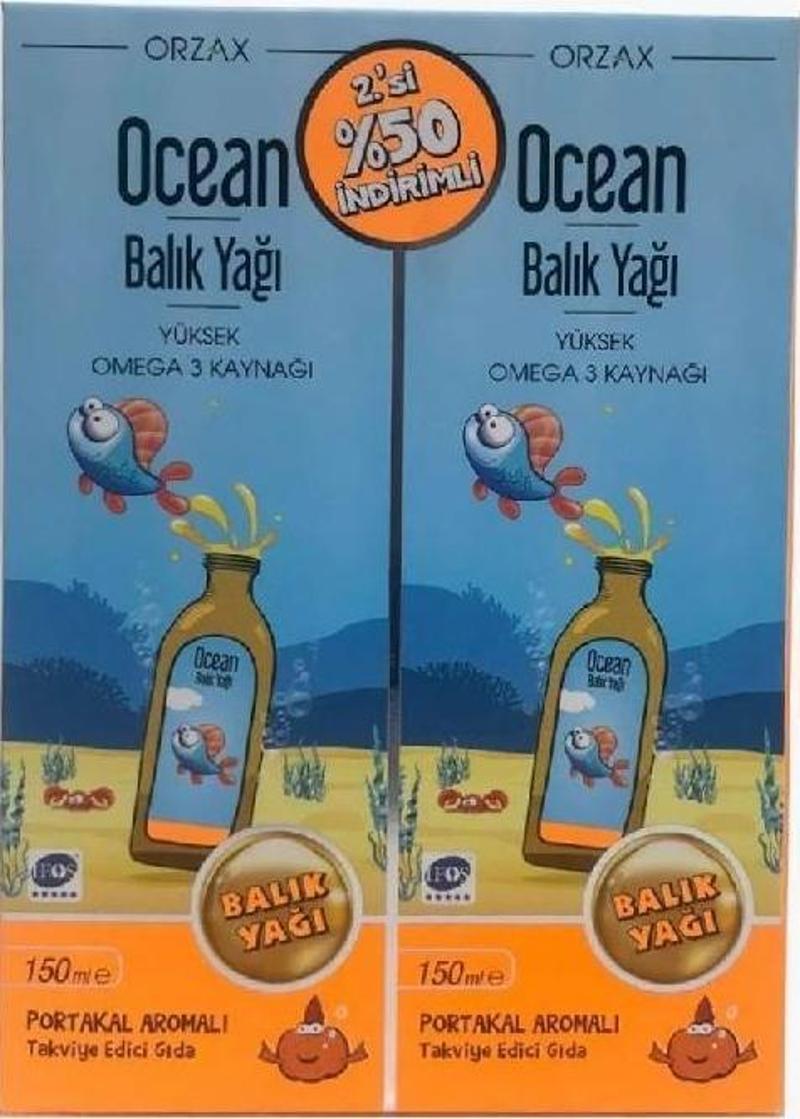 Ocean Portakal Aromalı Balık Yağı Şurup 150 ml 2'li Set