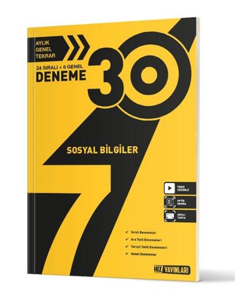 Hız Yayınları 7. Sınıf Sosyal Bilgiler 30 lu Deneme