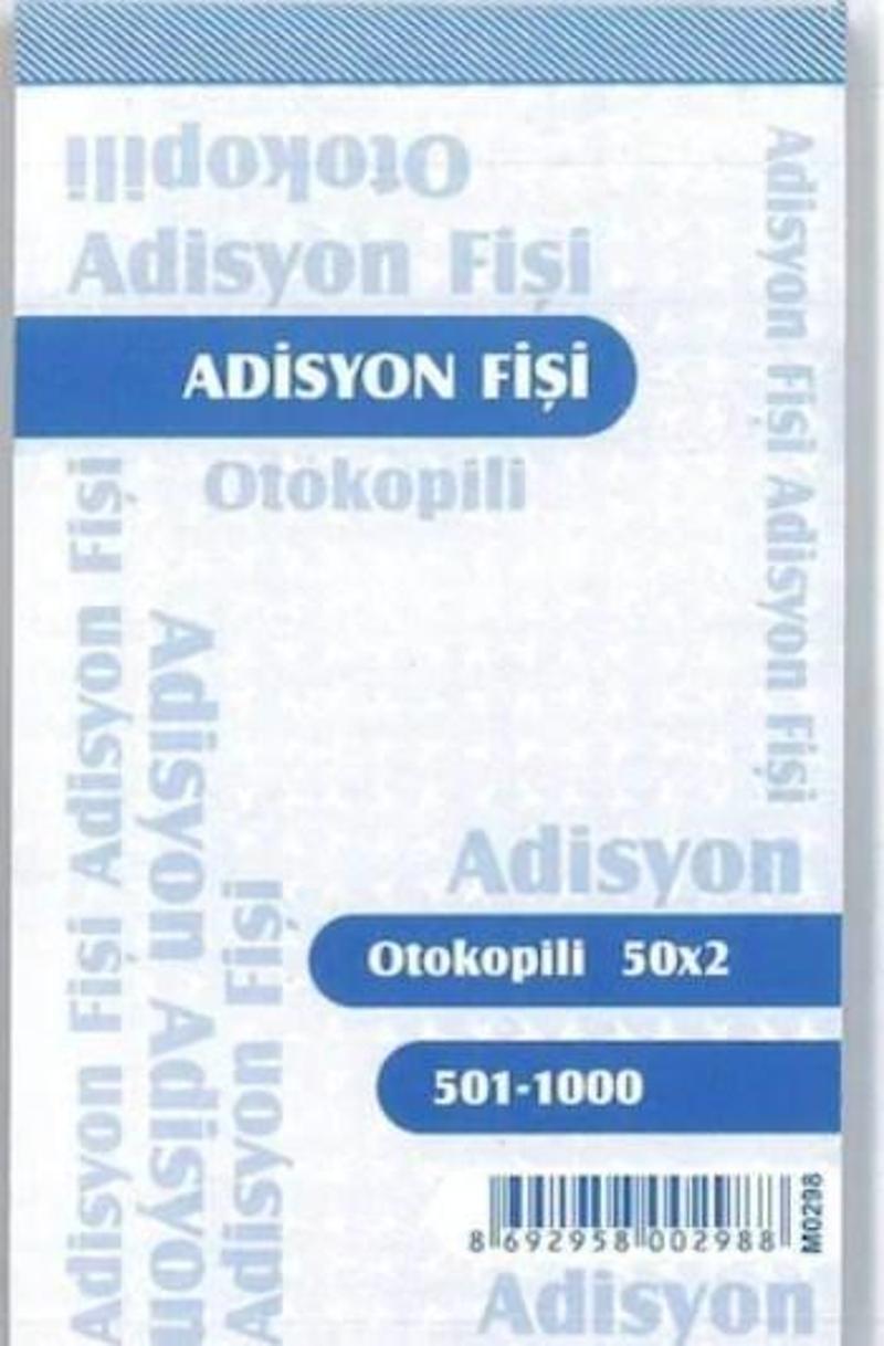 Adisyon Fişi Numaralı Otokopili 2 Nüsha 50 Yaprak 408 (12 Koçan)