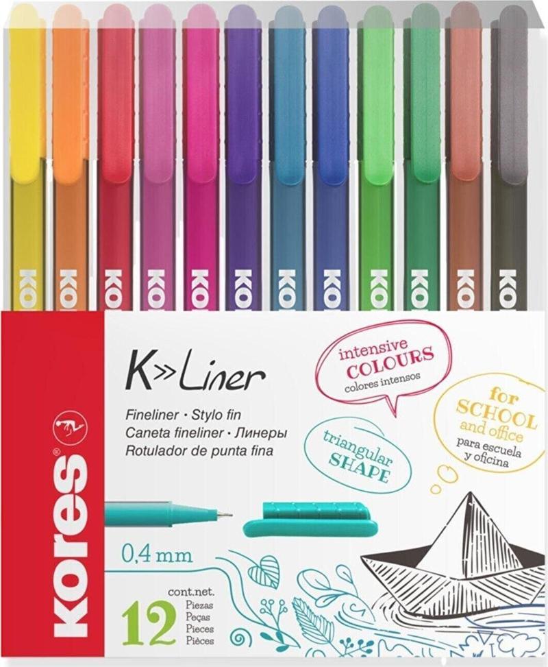 K-Liner Set Fine Liner İnce Uçlu Keçeli Kalem 0,4 Mm Karışık 12 Renk