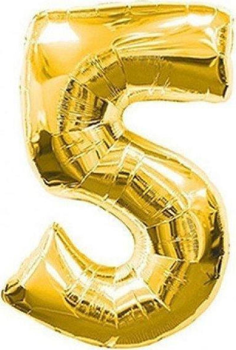 Folyo Balon 100 Cm Rakam Şişirilmemiş Altın (5 Rakamı) 10776