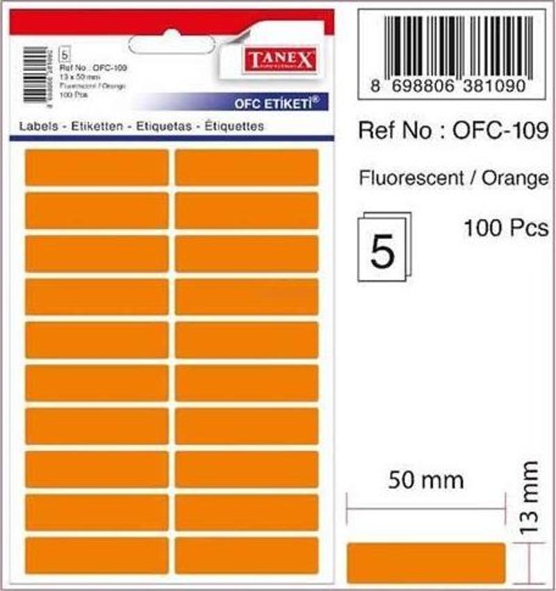 Ofis Etiketi 13X50Mm 5 Yaprak Fosforlu Turuncu Ofc-109 (10 Lu Paket)