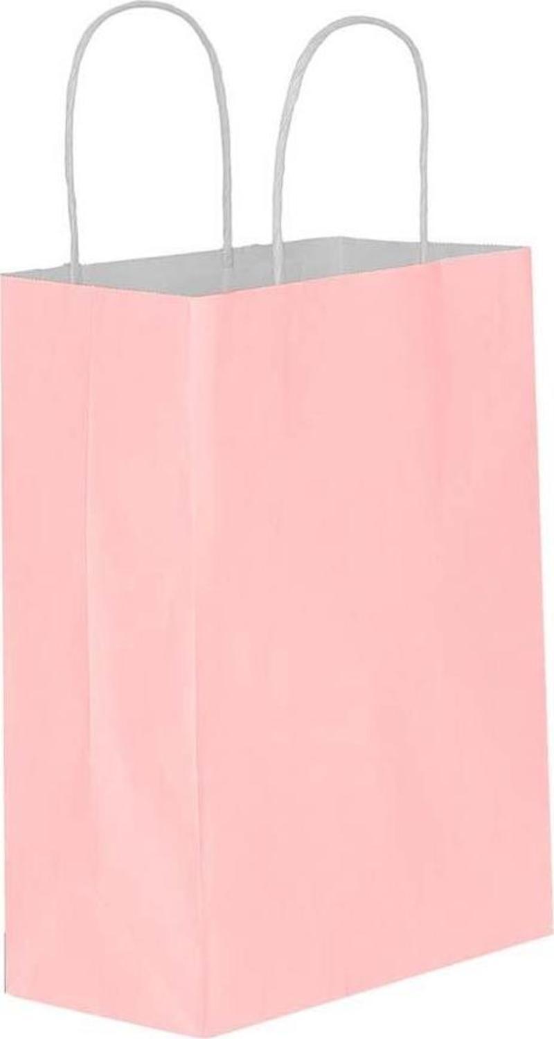 Karton Hediye Çantası 12X32X40Cm Açık Pembe Beyaz Kraft  90 Gram  30013365  (25 Li Paket)