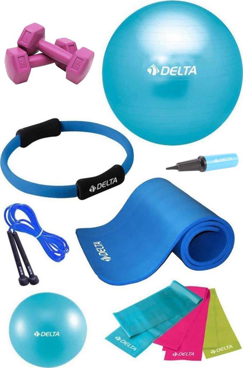 15 MM Minderli PTS Turkuaz Full Pilates Seti (65 cm 20 cm)