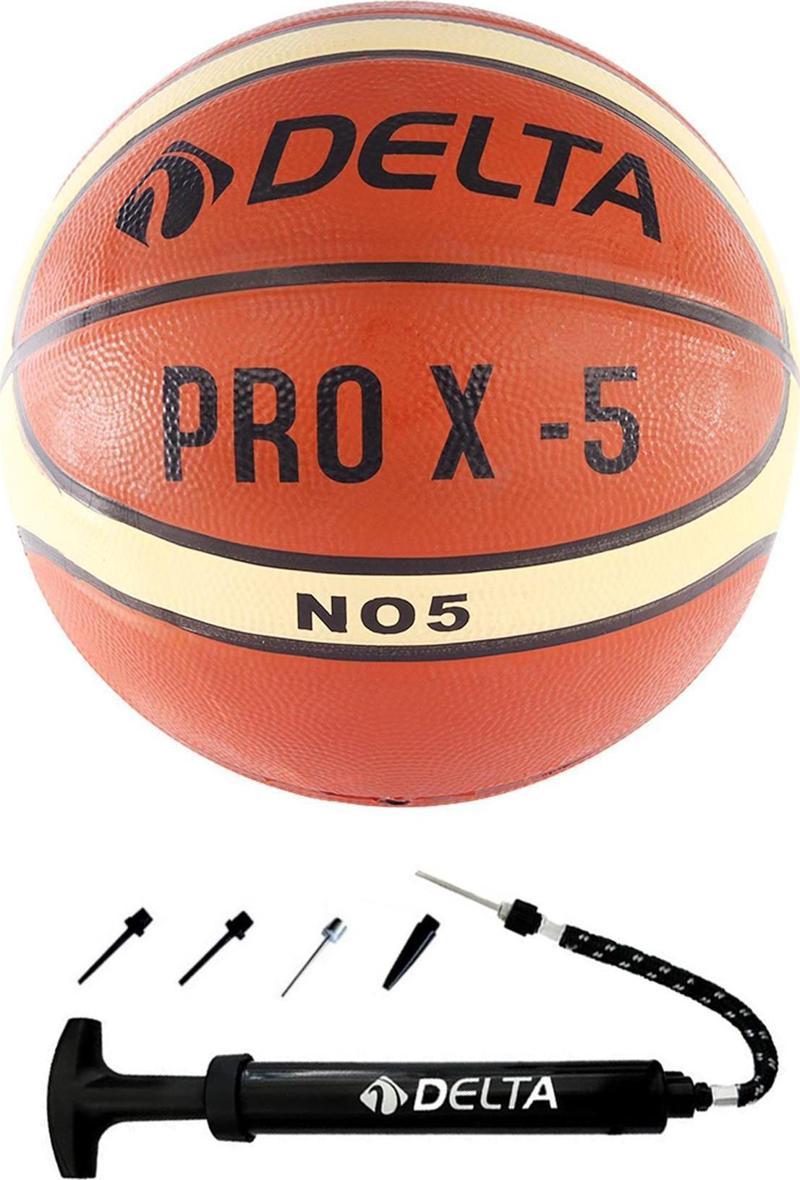 Pro X Deluxe Kauçuk 5 Numara Basketbol Topu + Top Pompası